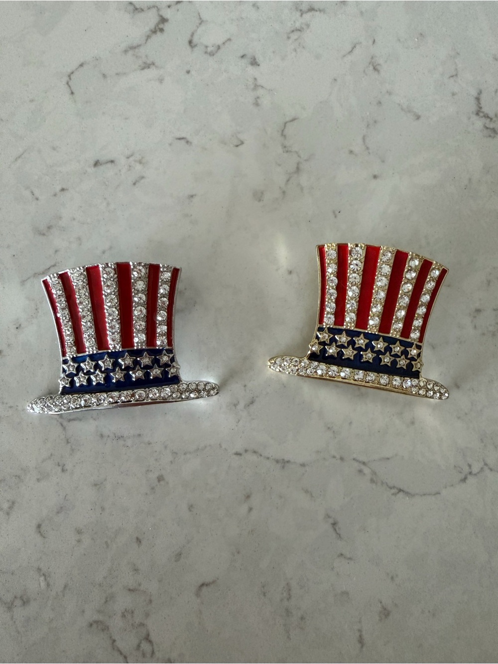 Patriotic Rhinestone Uncle Sam Hat Pin gold or silver